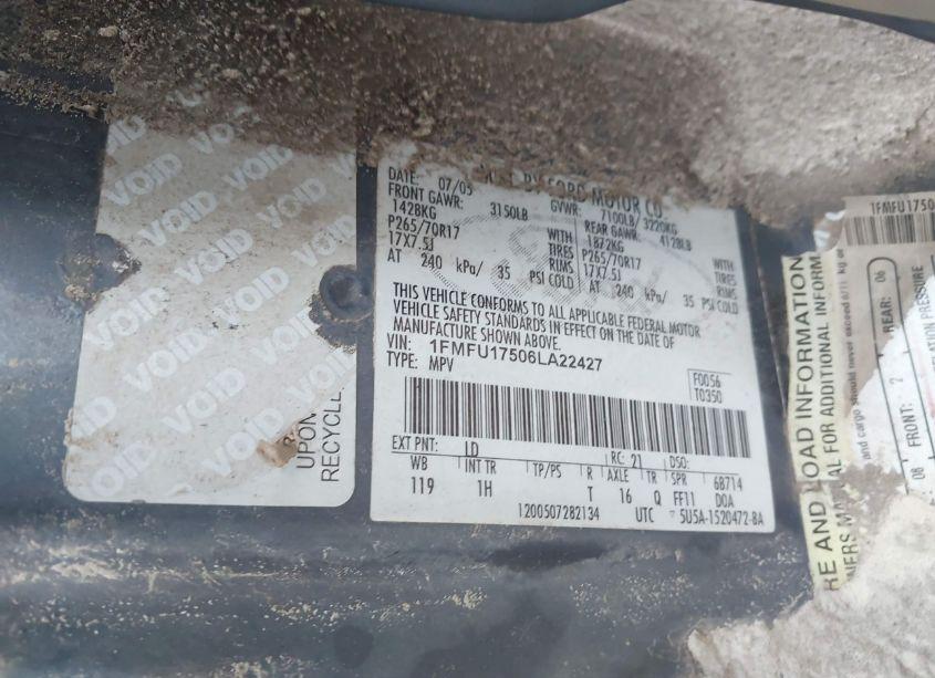 Photo 9 of 2006 Ford Expedition EDDIE BAUER/KING RANCH (VIN 1FMFU17506LA22427)