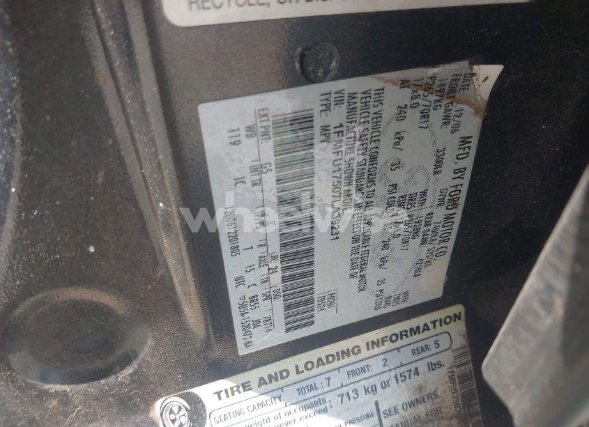 Photo 9 of 2007 Ford Expedition EDDIE BAUER (VIN 1FMFU17507LA39231)