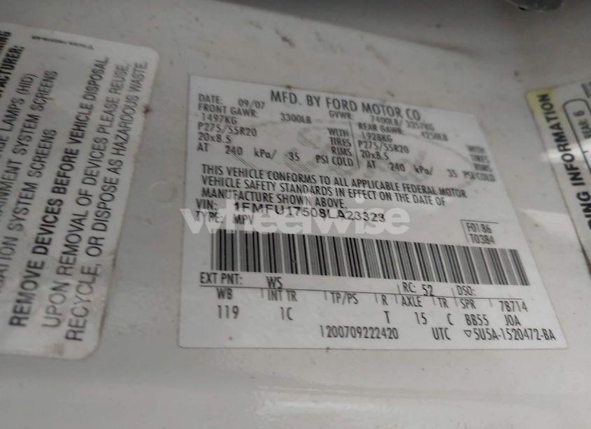 Photo 9 of 2008 Ford Expedition EDDIE BAUER/KING RANCH (VIN 1FMFU17508LA23323)