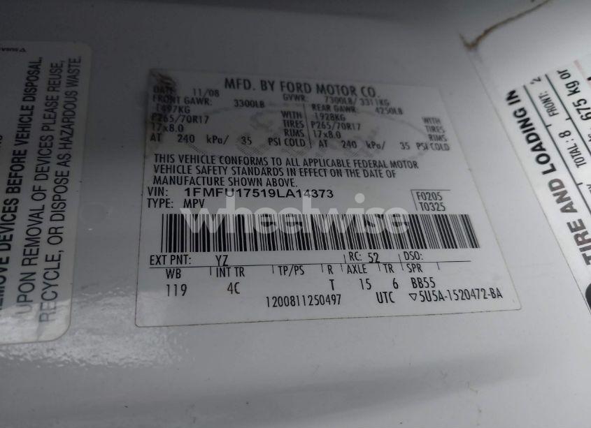 Photo 9 of 2009 Ford Expedition EDDIE BAUER/KING RANCH (VIN 1FMFU17519LA14373)