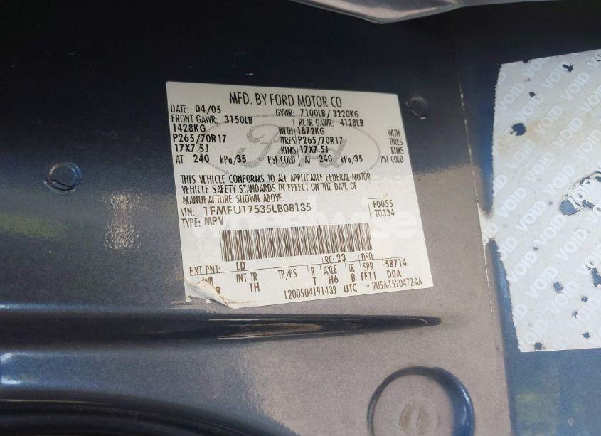 Photo 9 of 2005 Ford Expedition EDDIE BAUER/KING RANCH (VIN 1FMFU17535LB08135)