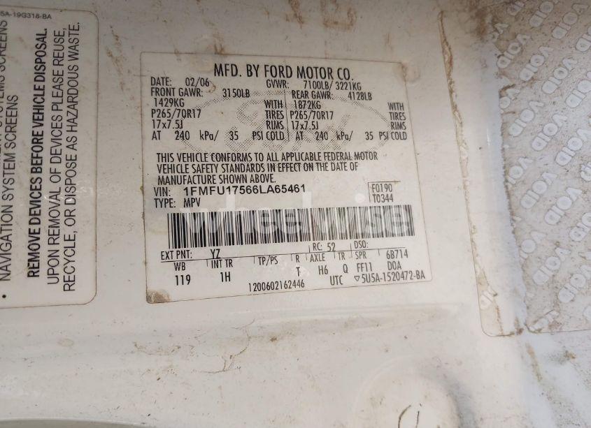 Photo 9 of 2006 Ford Expedition EDDIE BAUER/KING RANCH (VIN 1FMFU17566LA65461)