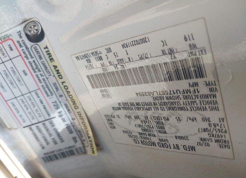 Photo 9 of 2007 Ford Expedition EDDIE BAUER (VIN 1FMFU17587LA62594)