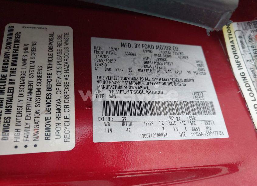 Photo 9 of 2008 Ford Expedition EDDIE BAUER/KING RANCH (VIN 1FMFU17588LA48826)