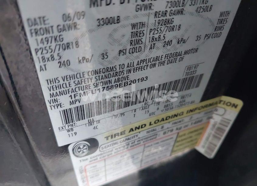 Photo 9 of 2009 Ford Expedition EDDIE BAUER (VIN 1FMFU17589EB20193)