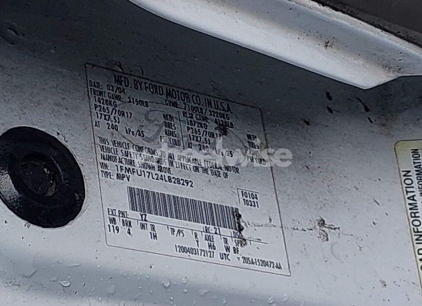 Photo 9 of 2004 Ford Expedition EDDIE BAUER (VIN 1FMFU17L24LB28292)