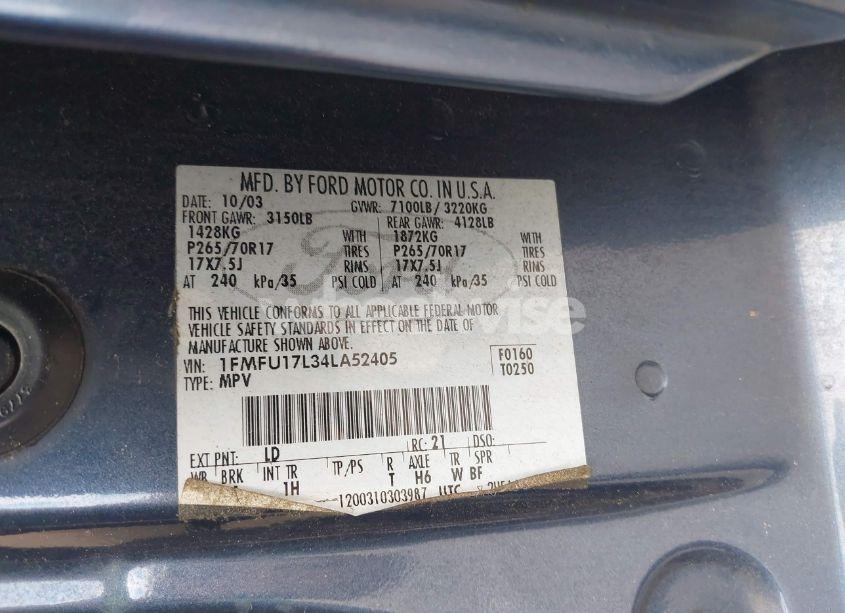 Photo 9 of 2004 Ford Expedition EDDIE BAUER (VIN 1FMFU17L34LA52405)