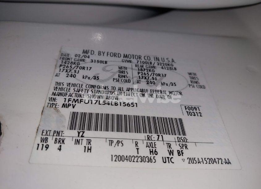 Photo 9 of 2004 Ford Expedition EDDIE BAUER (VIN 1FMFU17L54LB15651)