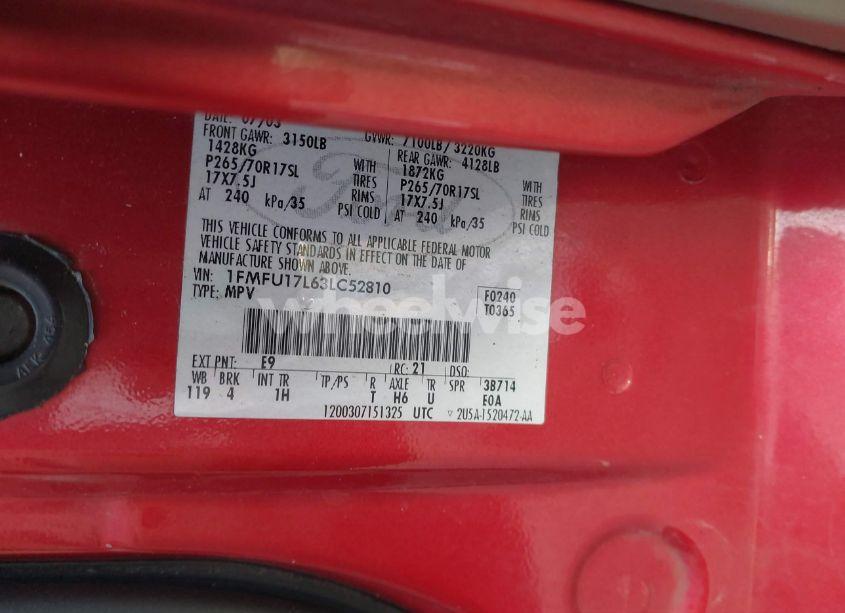 Photo 9 of 2003 Ford Expedition EDDIE BAUER (VIN 1FMFU17L63LC52810)