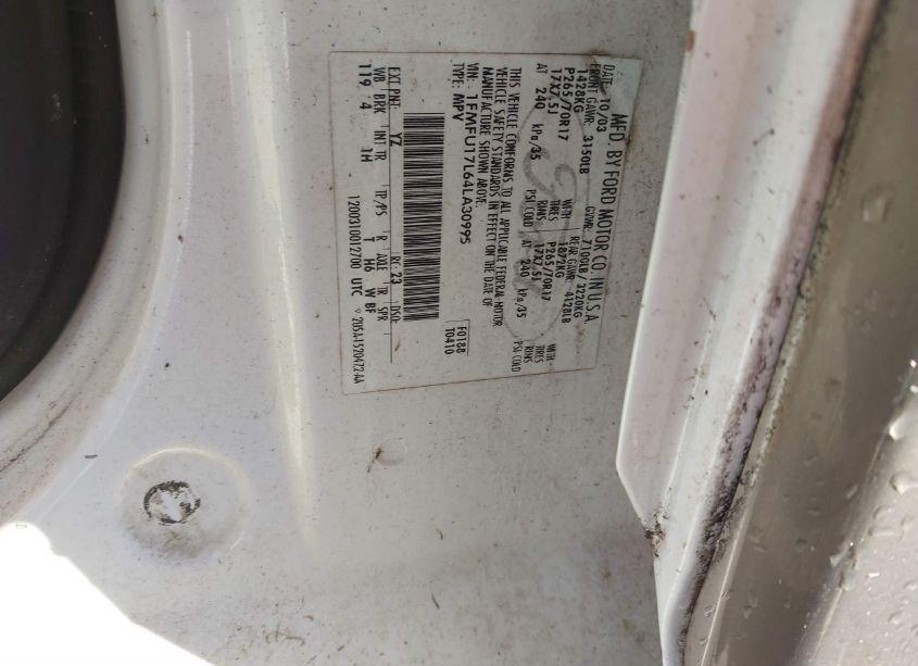 Photo 9 of 2004 Ford Expedition EDDIE BAUER (VIN 1FMFU17L64LA30995)