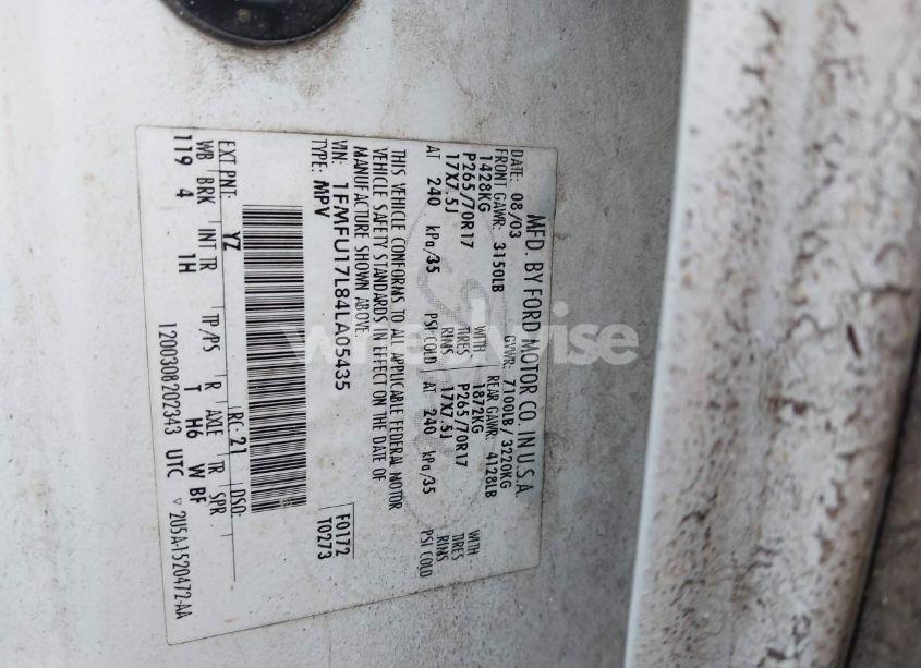 Photo 9 of 2004 Ford Expedition EDDIE BAUER (VIN 1FMFU17L84LA05435)