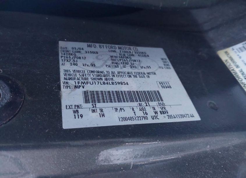 Photo 9 of 2004 Ford Expedition EDDIE BAUER (VIN 1FMFU17L84LB59854)