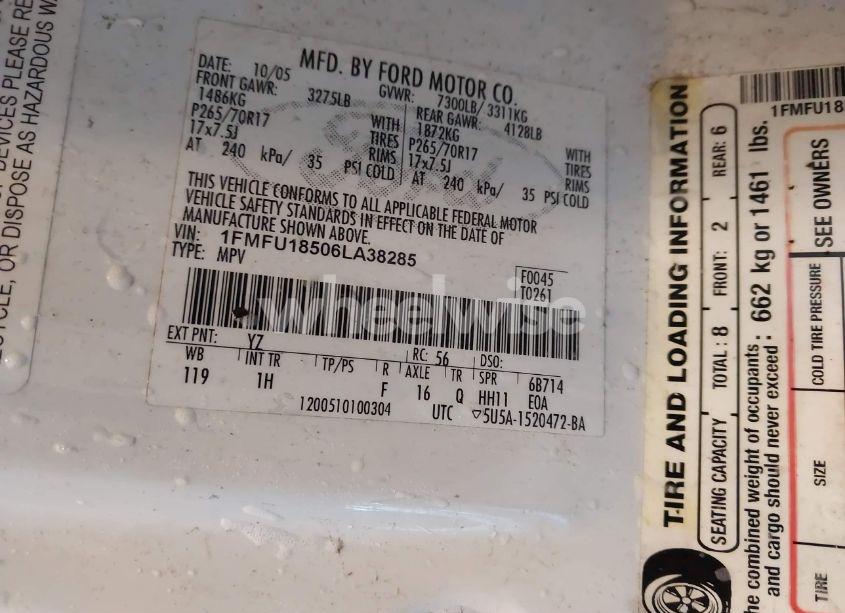 Photo 9 of 2006 Ford Expedition EDDIE BAUER/KING RANCH (VIN 1FMFU18506LA38285)