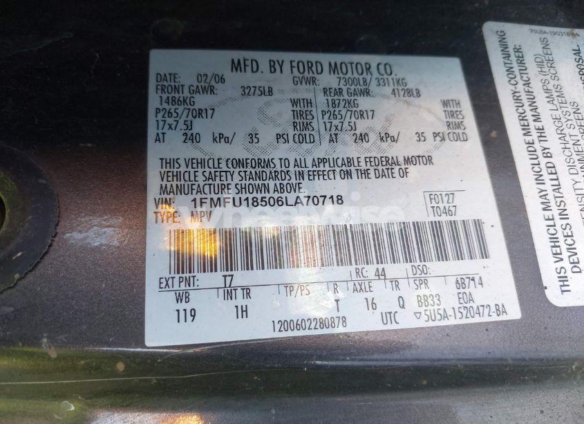 Photo 8 of 2006 Ford Expedition EDDIE BAUER/KING RANCH (VIN 1FMFU18506LA70718)