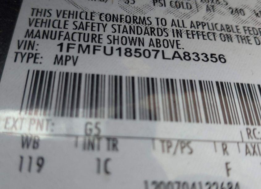 Photo 9 of 2007 Ford Expedition EDDIE BAUER (VIN 1FMFU18507LA83356)