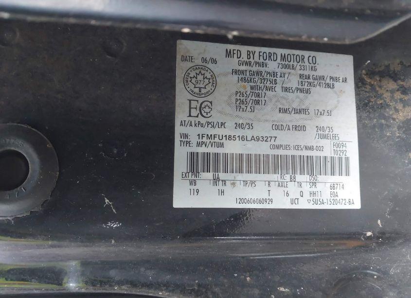 Photo 9 of 2006 Ford Expedition EDDIE BAUER/KING RANCH (VIN 1FMFU18516LA93277)