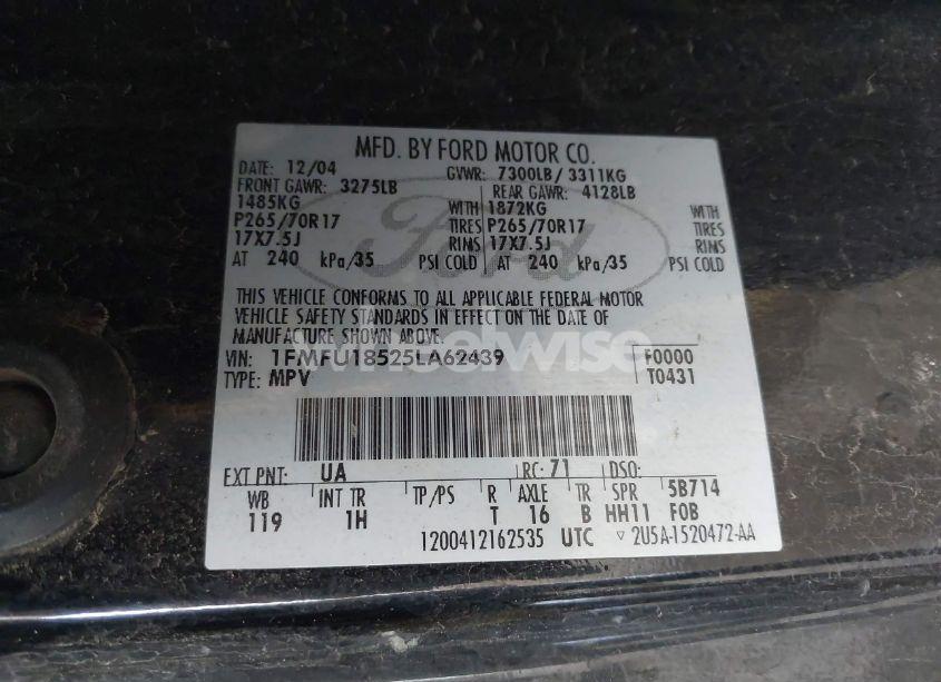 Photo 9 of 2005 Ford Expedition EDDIE BAUER/KING RANCH (VIN 1FMFU18525LA62439)