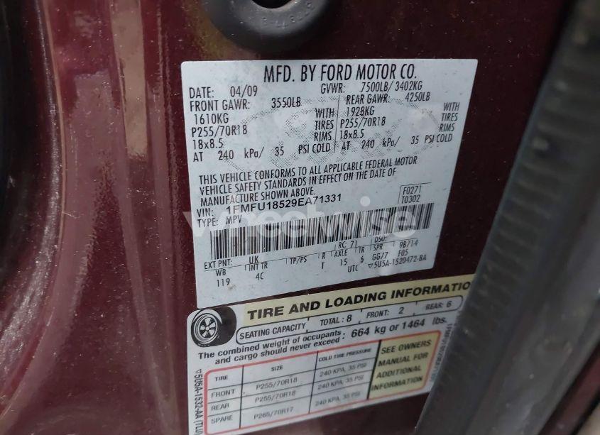 Photo 9 of 2009 Ford Expedition EDDIE BAUER (VIN 1FMFU18529EA71331)