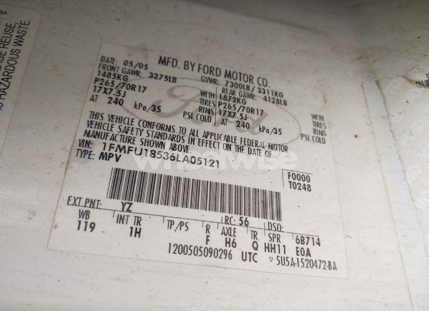 Photo 9 of 2006 Ford Expedition EDDIE BAUER/KING RANCH (VIN 1FMFU18536LA05121)