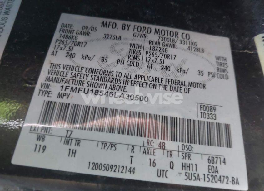 Photo 9 of 2006 Ford Expedition EDDIE BAUER/KING RANCH (VIN 1FMFU18546LA30500)