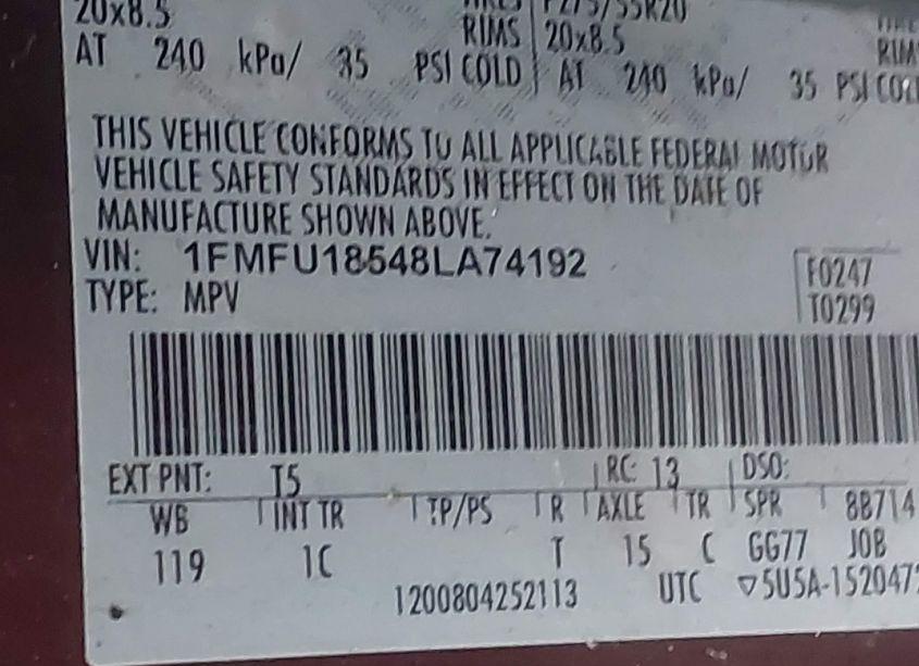 Photo 9 of 2008 Ford Expedition EDDIE BAUER/KING RANCH (VIN 1FMFU18548LA74192)