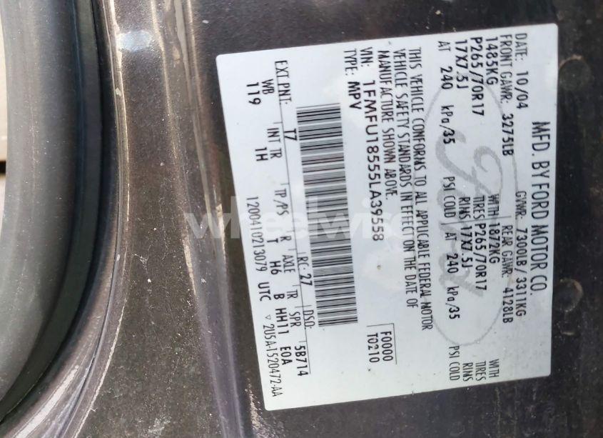 Photo 9 of 2005 Ford Expedition EDDIE BAUER/KING RANCH (VIN 1FMFU18555LA39558)