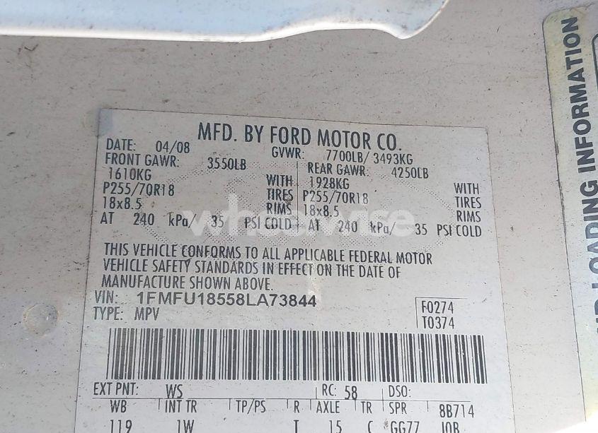 Photo 9 of 2008 Ford Expedition EDDIE BAUER/KING RANCH (VIN 1FMFU18558LA73844)