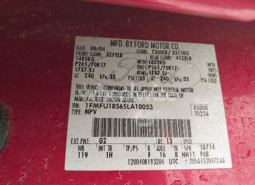 Photo 9 of 2005 Ford Expedition EDDIE BAUER/KING RANCH (VIN 1FMFU18565LA10053)