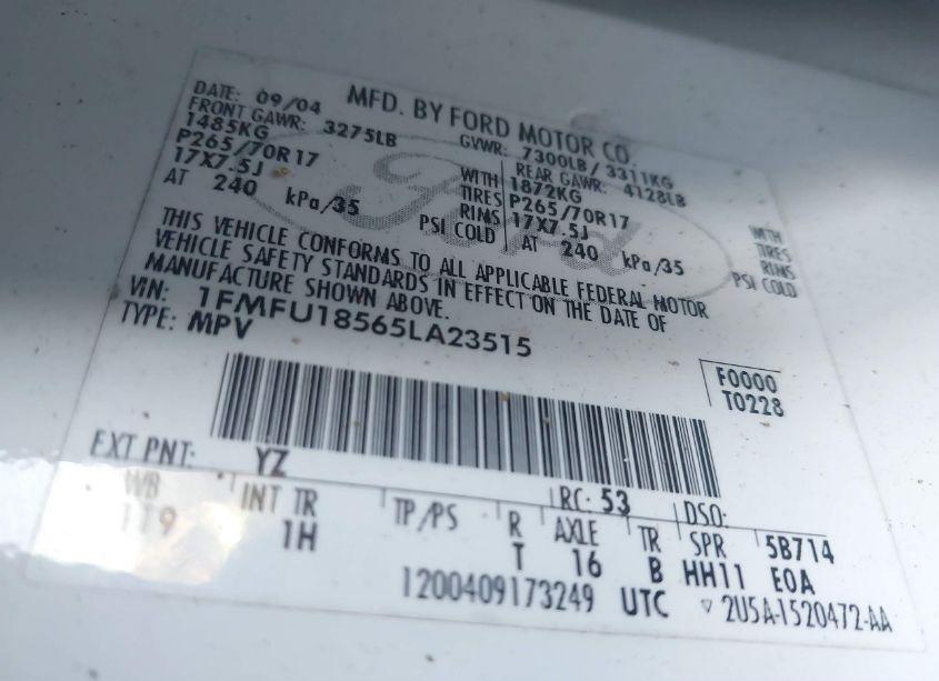 Photo 9 of 2005 Ford Expedition EDDIE BAUER/KING RANCH (VIN 1FMFU18565LA23515)