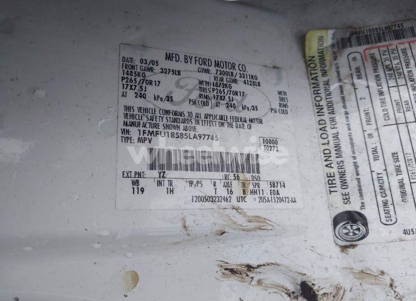 Photo 9 of 2005 Ford Expedition EDDIE BAUER/KING RANCH (VIN 1FMFU18585LA97745)