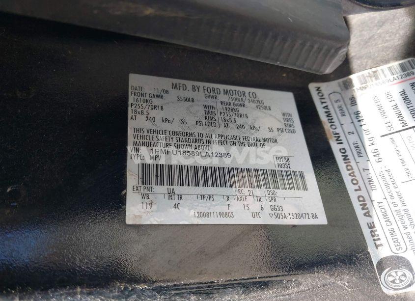 Photo 9 of 2009 Ford Expedition EDDIE BAUER/KING RANCH (VIN 1FMFU18589LA12389)