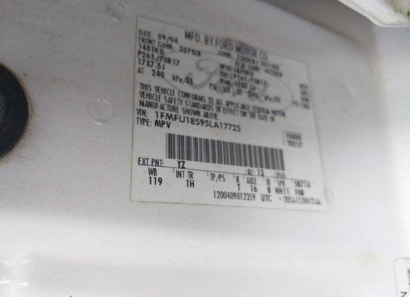 Photo 9 of 2005 Ford Expedition EDDIE BAUER/KING RANCH (VIN 1FMFU18595LA17725)