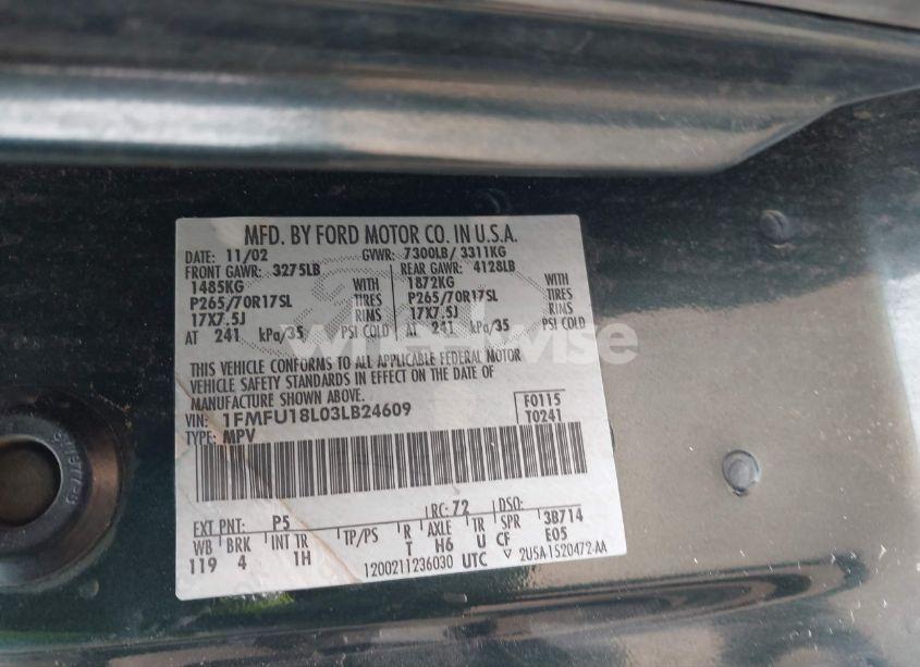 Photo 9 of 2003 Ford Expedition EDDIE BAUER (VIN 1FMFU18L03LB24609)