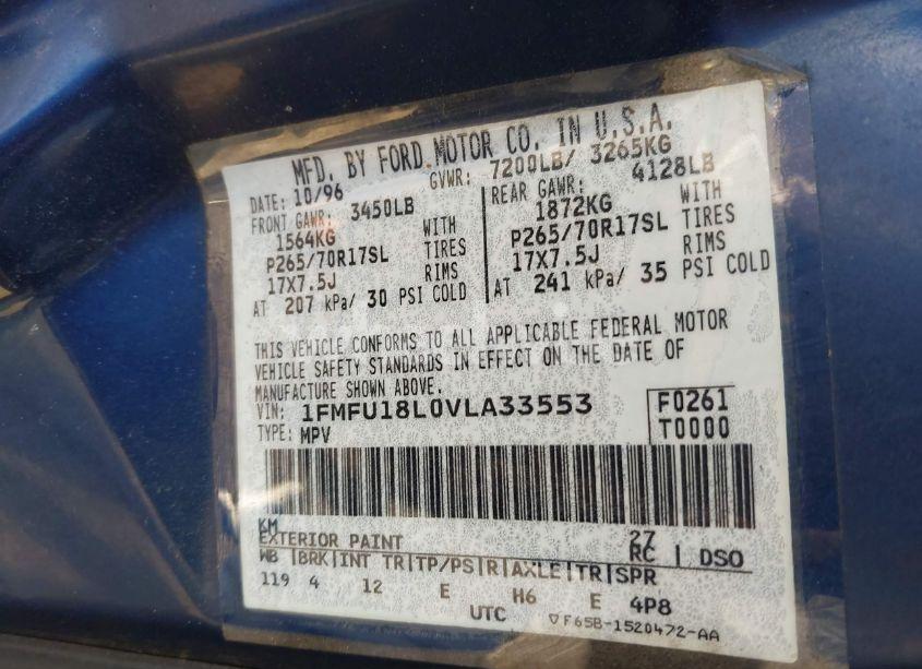 Photo 9 of 1997 Ford Expedition EDDIE BAUER/XLT (VIN 1FMFU18L0VLA33553)