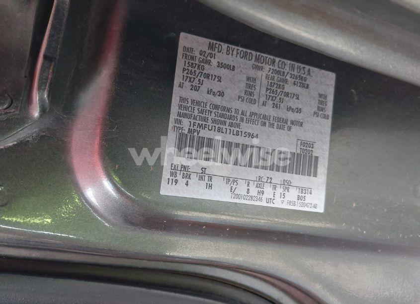 Photo 9 of 2001 Ford Expedition EDDIE BAUER (VIN 1FMFU18L11LB15964)