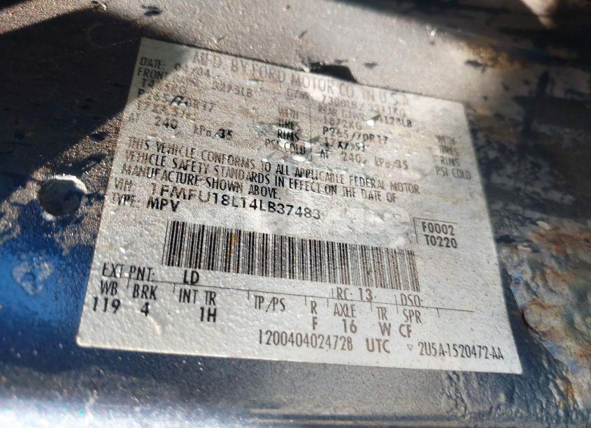 Photo 9 of 2004 Ford Expedition EDDIE BAUER (VIN 1FMFU18L14LB37483)