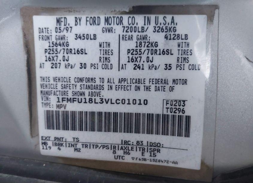 Photo 9 of 1997 Ford Expedition EDDIE BAUER/XLT (VIN 1FMFU18L3VLC01010)