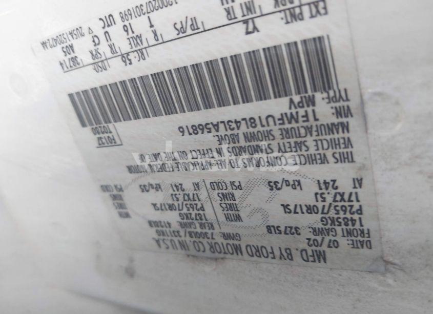 Photo 9 of 2003 Ford Expedition EDDIE BAUER (VIN 1FMFU18L43LA56816)