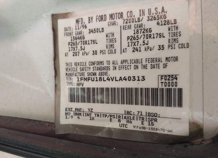 Photo 9 of 1997 Ford Expedition EDDIE BAUER/XLT (VIN 1FMFU18L4VLA40313)