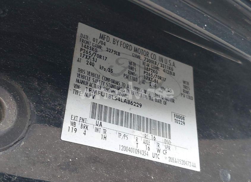 Photo 9 of 2004 Ford Expedition EDDIE BAUER (VIN 1FMFU18L54LA86229)