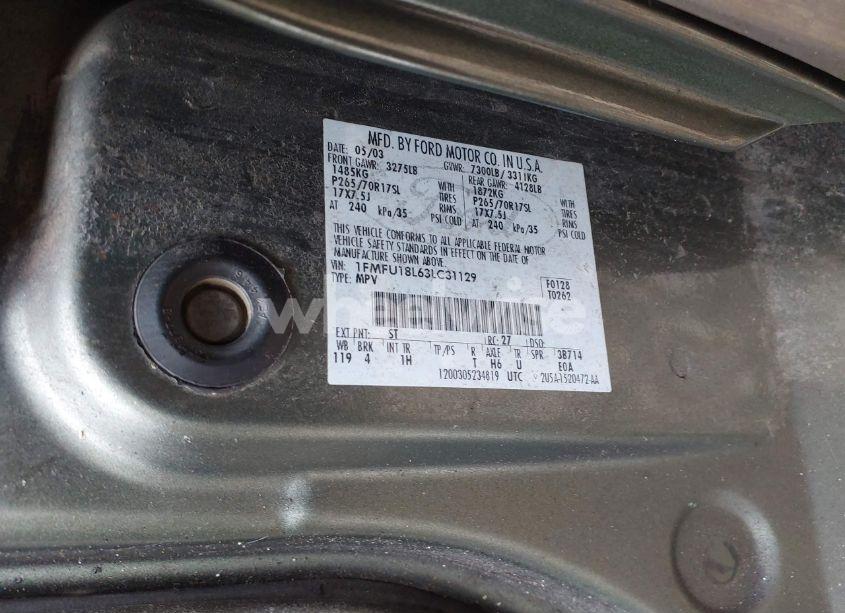 Photo 9 of 2003 Ford Expedition EDDIE BAUER (VIN 1FMFU18L63LC31129)