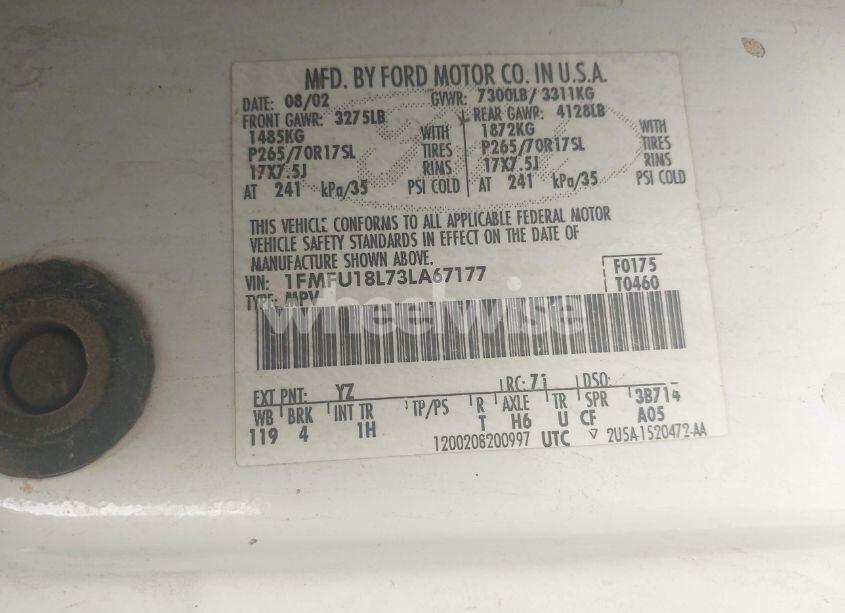 Photo 9 of 2003 Ford Expedition EDDIE BAUER (VIN 1FMFU18L73LA67177)