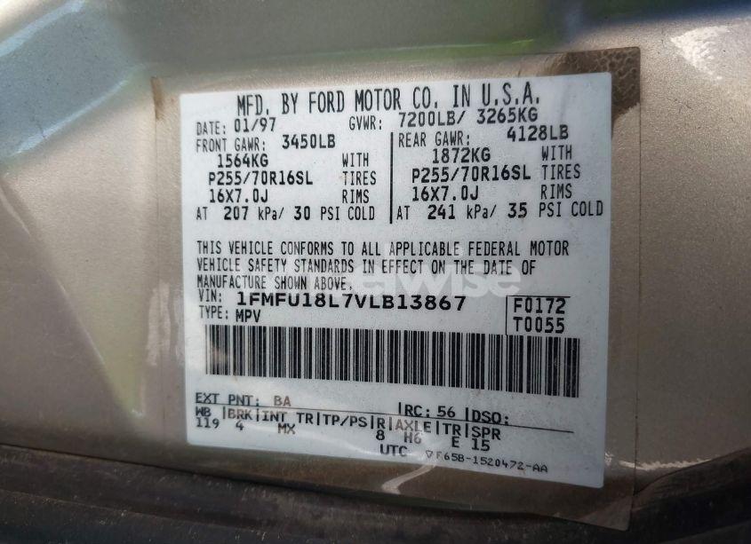 Photo 9 of 1997 Ford Expedition EDDIE BAUER/XLT (VIN 1FMFU18L7VLB13867)