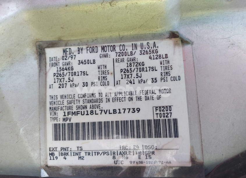 Photo 9 of 1997 Ford Expedition EDDIE BAUER/XLT (VIN 1FMFU18L7VLB17739)