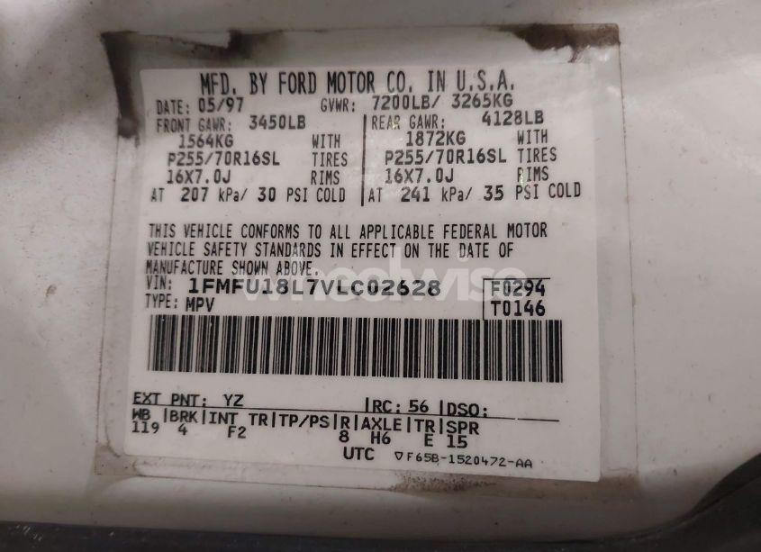 Photo 9 of 1997 Ford Expedition EDDIE BAUER/XLT (VIN 1FMFU18L7VLC02628)