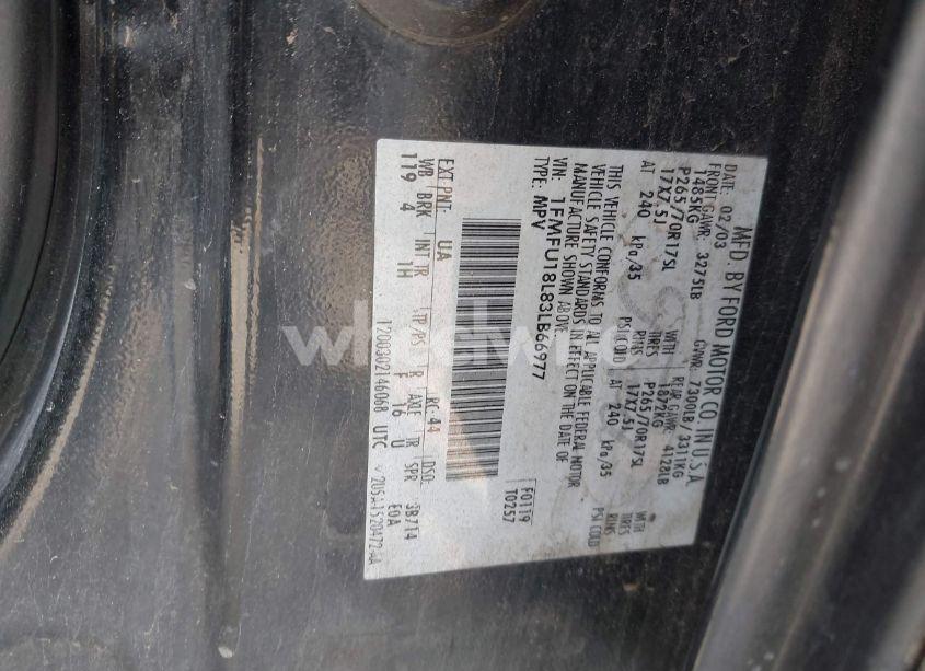 Photo 9 of 2003 Ford Expedition EDDIE BAUER (VIN 1FMFU18L83LB66977)