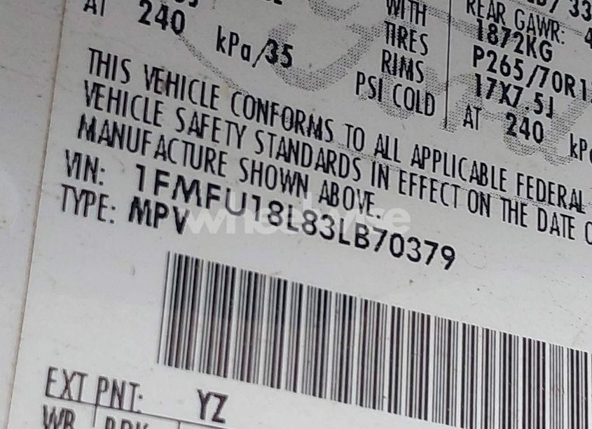 Photo 9 of 2003 Ford Expedition EDDIE BAUER (VIN 1FMFU18L83LB70379)