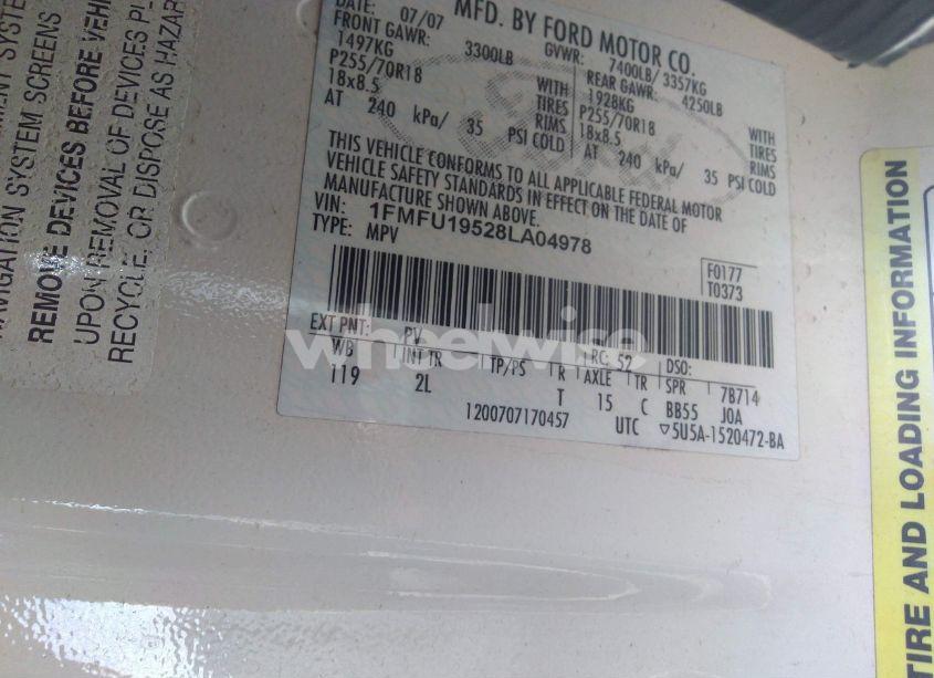 Photo 9 of 2008 Ford Expedition LIMITED (VIN 1FMFU19528LA04978)