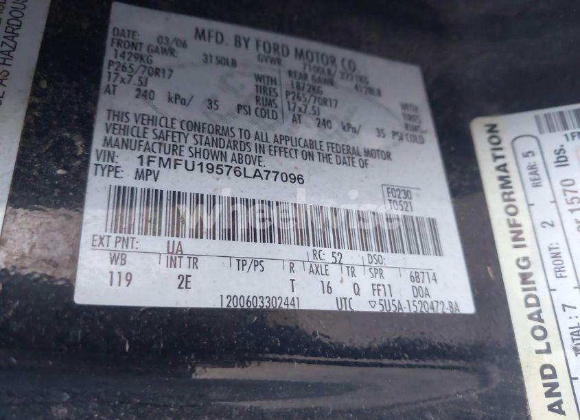 Photo 9 of 2006 Ford Expedition LIMITED (VIN 1FMFU19576LA77096)