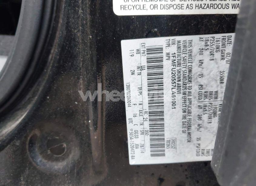 Photo 9 of 2007 Ford Expedition LIMITED (VIN 1FMFU20557LA61001)